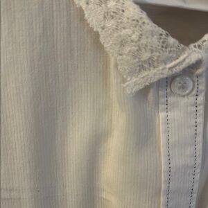 🖤 Zadig and Voltaire Light Weight Textured White Shirt with Lace Collar M